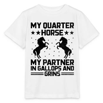 American Quarter Horse Equestrian Horse Lover Hors - T-shirt bio MINI CREATOR Stanley/Stella Enfant - blanc - Devant - Maike (125cm)
