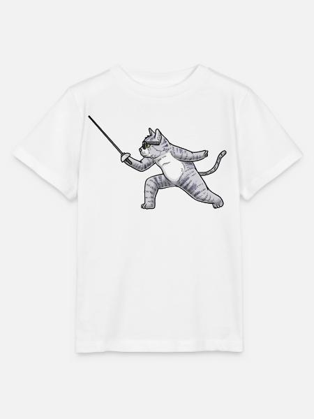 Fechten Katze Fechter degenkämpferfechter - Stanley/Stella Kinder T-Shirt MINI CREATOR - Weiß