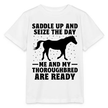 Courses de chevaux pur-sang Équitation Chevaux équestres - T-shirt bio MINI CREATOR Stanley/Stella Enfant - blanc - Devant - Maike (125cm)