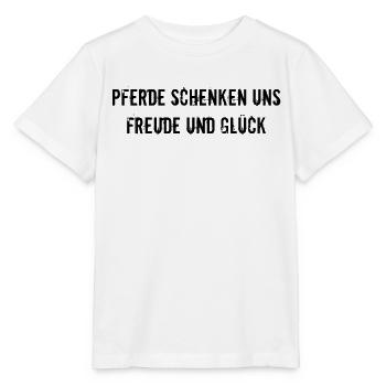 Reiten - Pferde schenken uns Freude und Glück - Stanley/Stella Kinder T-Shirt MINI CREATOR  - Weiß - Vorne - Maike (125cm)