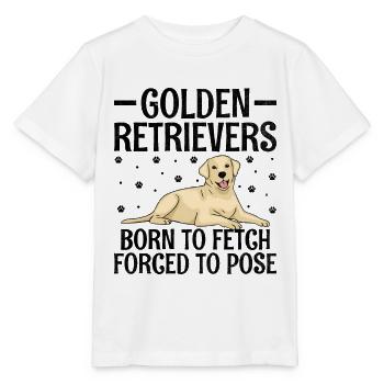 Golden Retriever, die zum Apportieren geboren wurden, gezwungen, GR zu posieren - Stanley/Stella Kinder T-Shirt MINI CREATOR  - Weiß - Vorne - Maike (125cm)