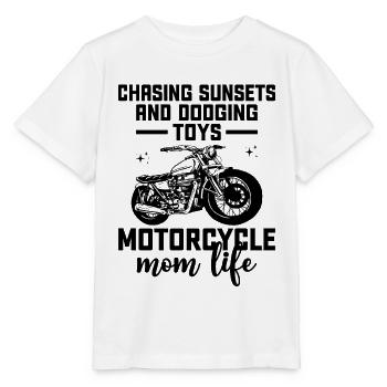 Chasing Sunsets And Dodging Toys Motorcycle Mom Li - Stanley/Stella MINI CREATOR Kids’ T-Shirt - white - Front - Maike (125cm)