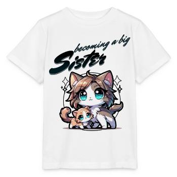 Bald werde ich eine Große Schwester süße Katzen - Stanley/Stella Kinder T-Shirt MINI CREATOR  - Weiß - Vorne - Maike (125cm)