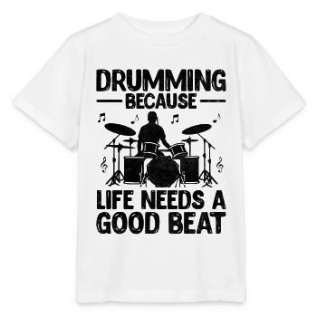 Trommeln, weil das Leben einen guten Beat braucht Trommel Trommel - Stanley/Stella Kinder T-Shirt MINI CREATOR  - Weiß - Vorne - Maike (125cm)