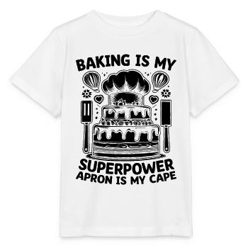 Backen ist meine Superpower Schürze ist mein Kapgebäck ba - Stanley/Stella Kinder T-Shirt MINI CREATOR  - Weiß - Vorne - Maike (125cm)