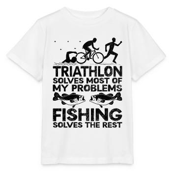 Triathlon Solves Most Of My Problems Fishing Solve - Stanley/Stella MINI CREATOR Kids’ T-Shirt - white - Front - Maike (125cm)