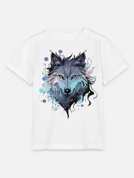 Wolf Wolfskopf Mystisch Natur Wild Wildnis Kunst - Stanley/Stella Kinder T-Shirt MINI CREATOR - Weiß