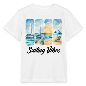 Découvrez l’atmosphère de la navigation en bord de mer - T-shirt bio MINI CREATOR Stanley/Stella Enfant - blanc - Devant - Maike (125cm)
