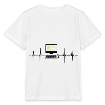 Ordinateur EKG programmeur de rythme cardiaque pc nerd - T-shirt bio MINI CREATOR Stanley/Stella Enfant - blanc - Devant - Maike (125cm)