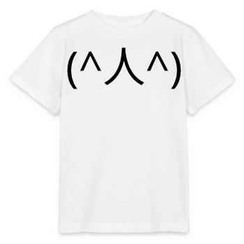 Émotique (^人^) de supplication merci Kaomoji - T-shirt bio MINI CREATOR Stanley/Stella Enfant - blanc - Devant - Maike (125cm)