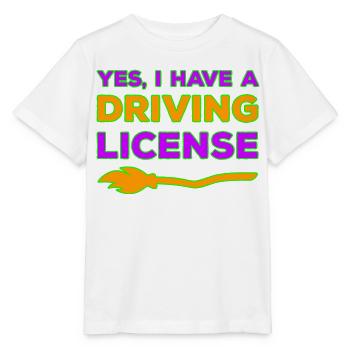 Ja, ich habe einen Hexenbesen Führerschein - Stanley/Stella Kinder T-Shirt MINI CREATOR  - Weiß - Vorne - Maike (125cm)