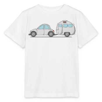 Car with caravan grey - Stanley/Stella MINI CREATOR Kids’ T-Shirt - white - Front - Maike (125cm)