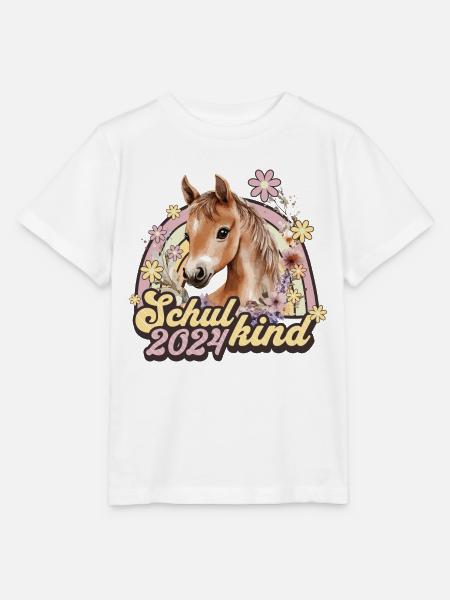 Schulkind 2024 Pferd Einschulung Schule Schüler - Stanley/Stella Kinder T-Shirt MINI CREATOR - Weiß