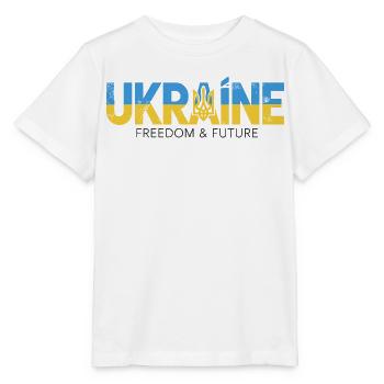 Ukrainischer Dreizack Friedensdesign - Stanley/Stella Kinder T-Shirt MINI CREATOR  - Weiß - Vorne - Maike (125cm)