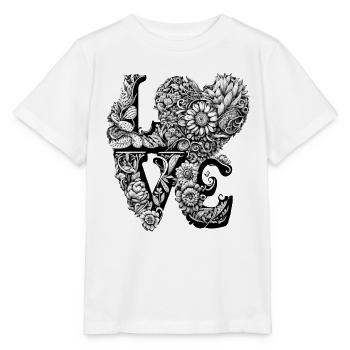 Fleurs décorées de lettres d’amour design - T-shirt bio MINI CREATOR Stanley/Stella Enfant - blanc - Devant - Maike (125cm)