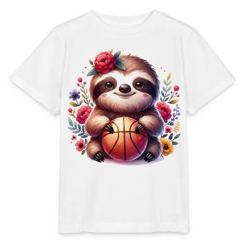 Cute Sloth Basketball Player Design - Stanley/Stella MINI CREATOR Kids’ T-Shirt - white - Front - Maike (125cm)