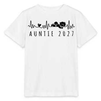 Annonce de grossesse Auntie 2027 Heartbeat - T-shirt bio MINI CREATOR Stanley/Stella Enfant - blanc - Devant - Maike (125cm)