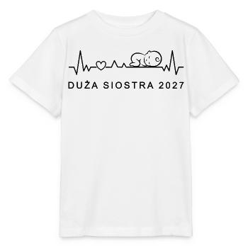 Große Schwester 2027 Herzschlag Polnisch - Stanley/Stella Kinder T-Shirt MINI CREATOR  - Weiß - Vorne - Maike (125cm)