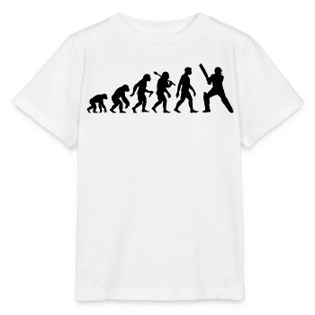 Cricket Evolution – Schlagmann – Ich Liebe Cricket - Stanley/Stella Kinder T-Shirt MINI CREATOR  - Weiß - Vorne - Maike (125cm)