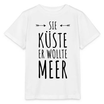 SIE KÜSTE ER WOLLTE MEER Urlaub Retro Vintage - Stanley/Stella Kinder T-Shirt MINI CREATOR  - Weiß - Vorne - Maike (125cm)