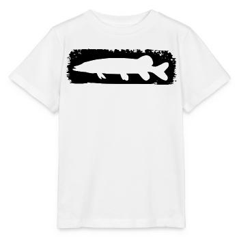Hecht im Farbstrich - schwarz - Stanley/Stella Kinder T-Shirt MINI CREATOR  - Weiß - Vorne - Maike (125cm)