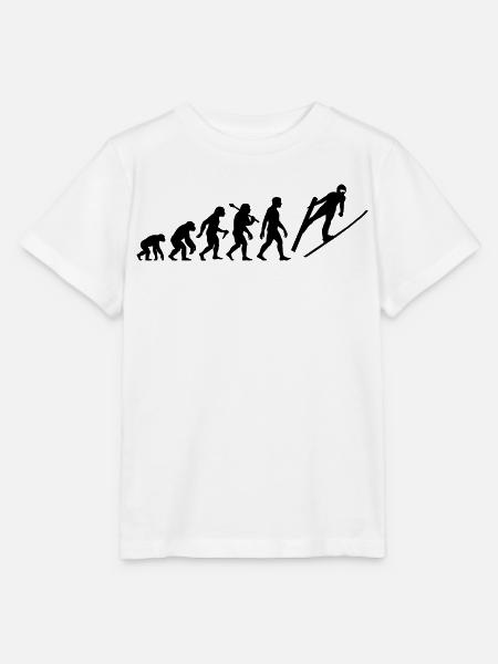 Skispringen Evolution Skispringer Im Flug - Stanley/Stella Kinder T-Shirt MINI CREATOR - Weiß