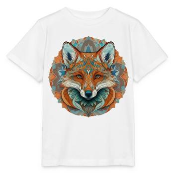 Renard naturel dans le style mandala - T-shirt bio MINI CREATOR Stanley/Stella Enfant - blanc - Devant - Maike (125cm)