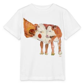 Kuh mit Kalb - Stanley/Stella Kinder T-Shirt MINI CREATOR  - Weiß - Vorne - Maike (125cm)