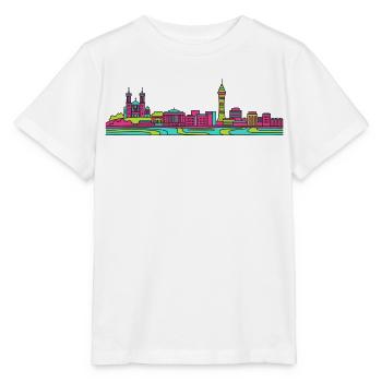 Lyon City Skyline Basilica Modern Line Art - Stanley/Stella MINI CREATOR Kids’ T-Shirt - white - Front - Maike (125cm)