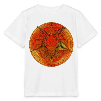 Pentagramme surmonté d'une tête de baphomet - T-shirt bio MINI CREATOR Stanley/Stella Enfant - blanc - Devant - Maike (125cm)