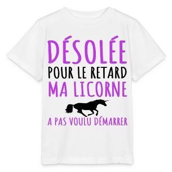 Licorne humour ma licorne a pas voulu démarrer - T-shirt bio MINI CREATOR Stanley/Stella Enfant - blanc - Devant - Maike (125cm)