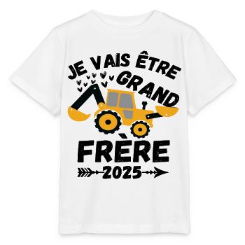 Je vais être grand frère 2025 annonce naissance - T-shirt bio MINI CREATOR Stanley/Stella Enfant - blanc - Devant - Maike (125cm)