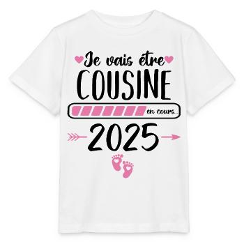 Je vais être cousine 2025 annonce naissance cadeau - T-shirt bio MINI CREATOR Stanley/Stella Enfant - blanc - Devant - Maike (125cm)