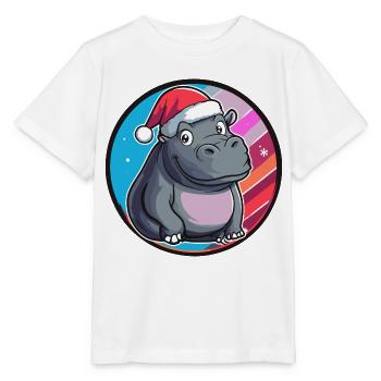 Nilpferd Weihnachten Tier - Stanley/Stella Kinder T-Shirt MINI CREATOR  - Weiß - Vorne - Maike (125cm)