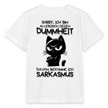 Allergisch gegen Dummheit – Katze mit Sarkasmus - Stanley/Stella Kinder T-Shirt MINI CREATOR  - Weiß - Vorne - Maike (125cm)