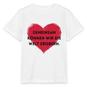 Gemeinsam können wir die Welt erobern. - Stanley/Stella Kinder T-Shirt MINI CREATOR  - Weiß - Vorne - Maike (125cm)