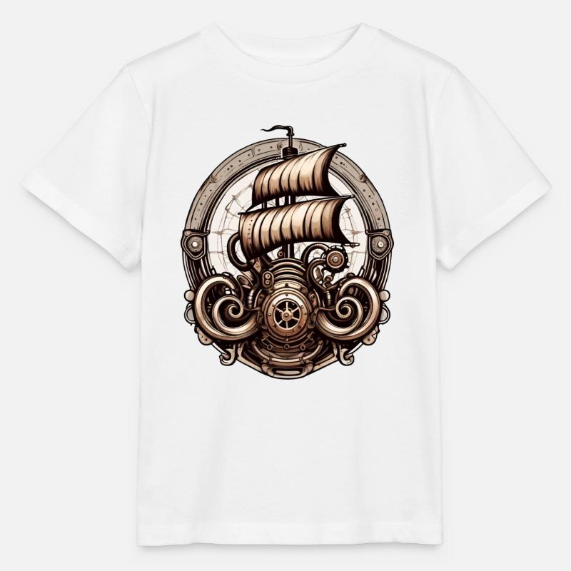 Bateau pirate / Bateau / Mer / Océan / Vagues - T-shirt bio MINI CREATOR Stanley/Stella Enfant - blanc