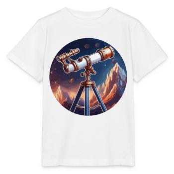 Télescope / Télescope / Astronomie / Ciel étoilé - T-shirt bio MINI CREATOR Stanley/Stella Enfant - blanc - Devant - Maike (125cm)