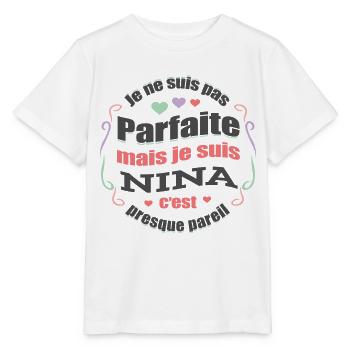 NINA PARFAITE - PRENOM NINA - T-shirt bio MINI CREATOR Stanley/Stella Enfant - blanc - Devant - Maike (125cm)