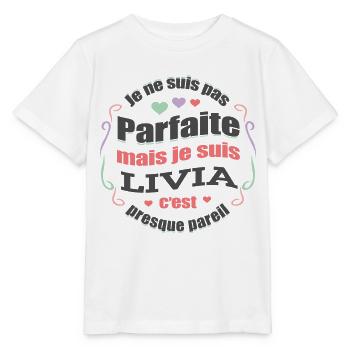 LIVIA PARFAITE - PRENOM LIVIA - T-shirt bio MINI CREATOR Stanley/Stella Enfant - blanc - Devant - Maike (125cm)