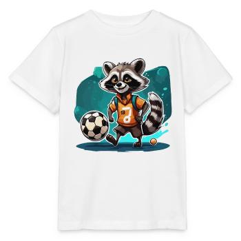 Soccer Raccoon / Animal / Soccer / Goal / Sports - Stanley/Stella MINI CREATOR Kids’ T-Shirt - white - Front - Maike (125cm)