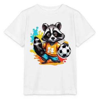 Soccer Raccoon / Animal / Soccer / Goal / Sports - Stanley/Stella MINI CREATOR Kids’ T-Shirt - white - Front - Maike (125cm)