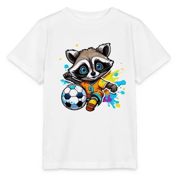 Soccer Raccoon / Animal / Soccer / Goal / Sports - Stanley/Stella MINI CREATOR Kids’ T-Shirt - white - Front - Maike (125cm)
