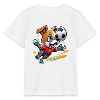 Soccer Dog / Animal / Soccer / Goal / Sports - Stanley/Stella MINI CREATOR Kids’ T-Shirt - white - Front - Maike (125cm)