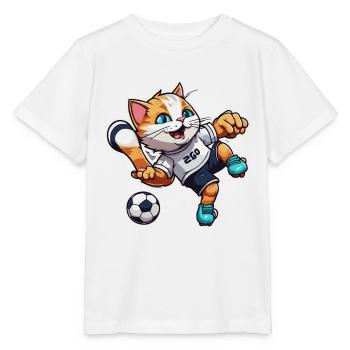 Soccer Cat / Animal / Soccer / Goal / Sports - Stanley/Stella MINI CREATOR Kids’ T-Shirt - white - Front - Maike (125cm)