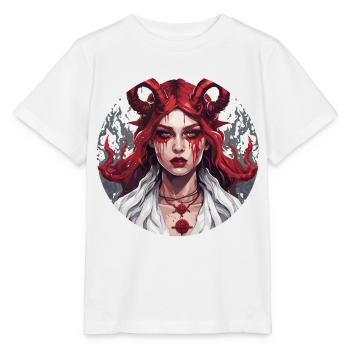 teuflische Frau / blut / Gothic / Heavy Metal - Stanley/Stella Kinder T-Shirt MINI CREATOR  - Weiß - Vorne - Maike (125cm)