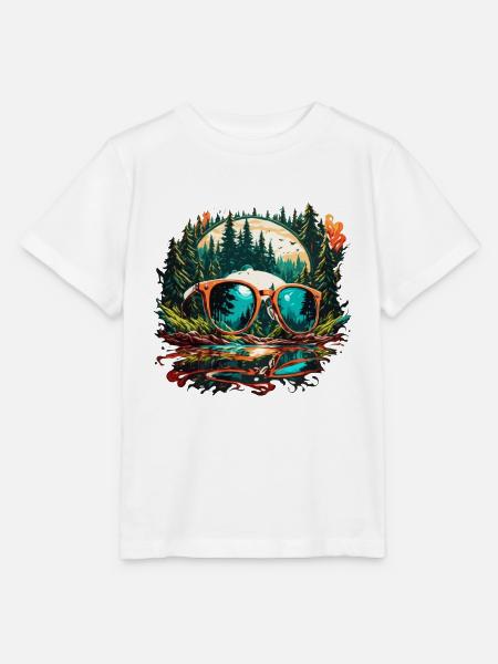 Sonnenbrille / Reflektion / Wald / Spiegelung - Stanley/Stella Kinder T-Shirt MINI CREATOR - Weiß