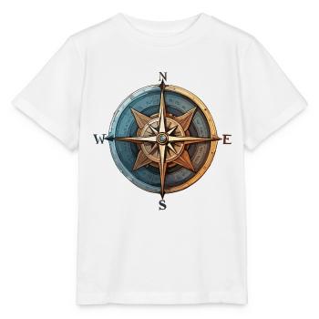 Kompass / Himmelsrichtung / Reisen / Survival - Stanley/Stella Kinder T-Shirt MINI CREATOR  - Weiß - Vorne - Maike (125cm)