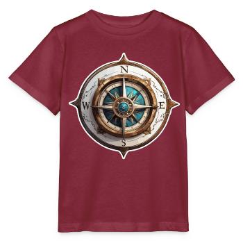 Kompass / Himmelsrichtung / Reisen / Survival - Stanley/Stella Kinder T-Shirt MINI CREATOR  - Burgunderrot - Vorne - Kain (125cm)