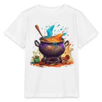 Kochtopf / Hexenkessel / Halloween / Zauberei - Stanley/Stella Kinder T-Shirt MINI CREATOR  - Weiß - Vorne - Maike (125cm)